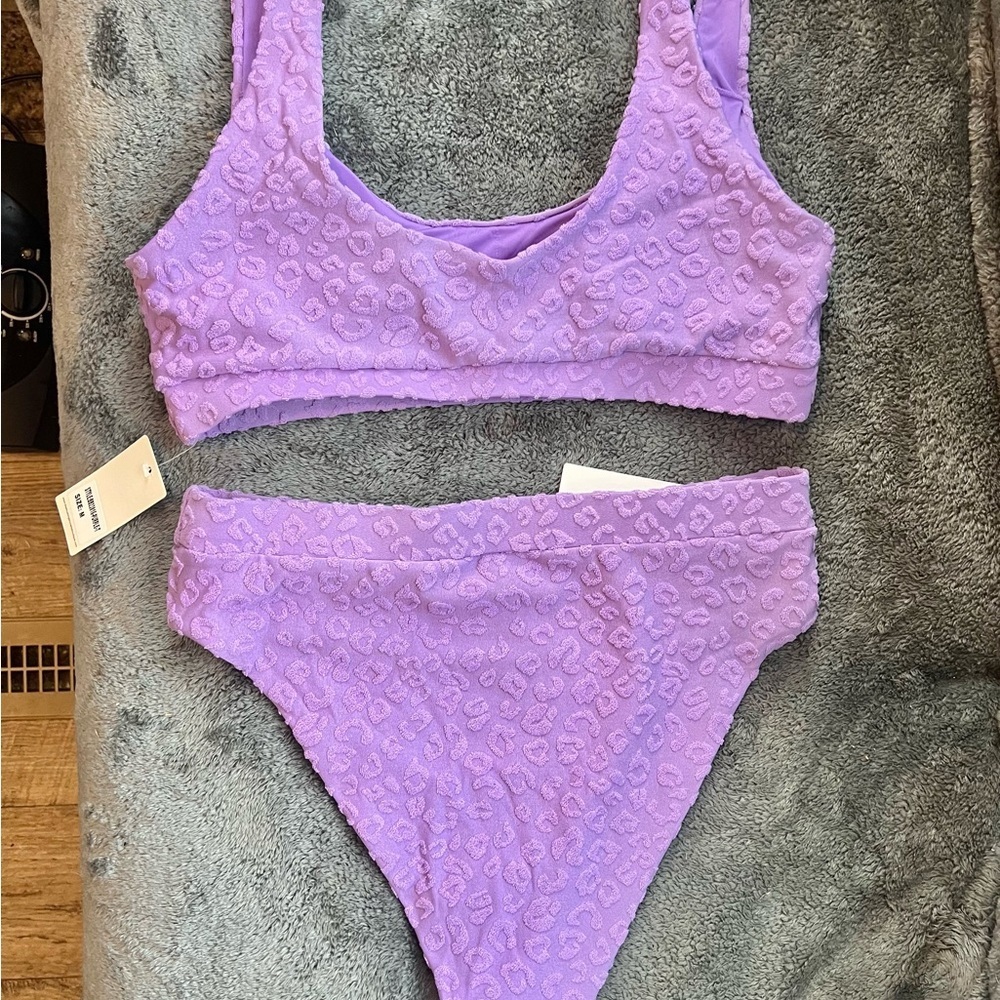 Purple Lilac Floral Tropical Resortwear Bikini Size Medium NWT - Picture 4 of 10